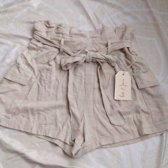 Love & Piece Pants - Women's Cotton and Linen Blend Shorts Size Large